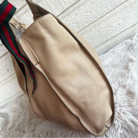 GUCCI Beige Y2K Vintage Slouchy Tote Drawstring Shoulder Bag Jackie Sherry Line - Picture 2 of 13